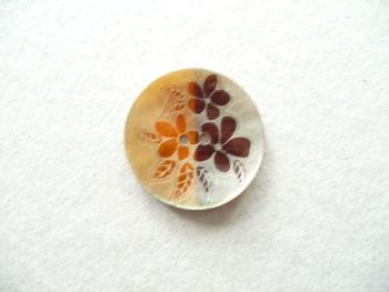 X758-Orange-24L Handmade Painted Sea Shell 15mm Buttons x 10