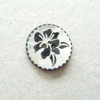 X776-Blk-20L Black Rose Handmade Painted Sea Shell 13mm Buttons x 10