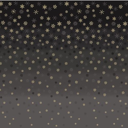 2248X Metallic Ombre Snowflake Black Christmas Cotton Quilting Fabric