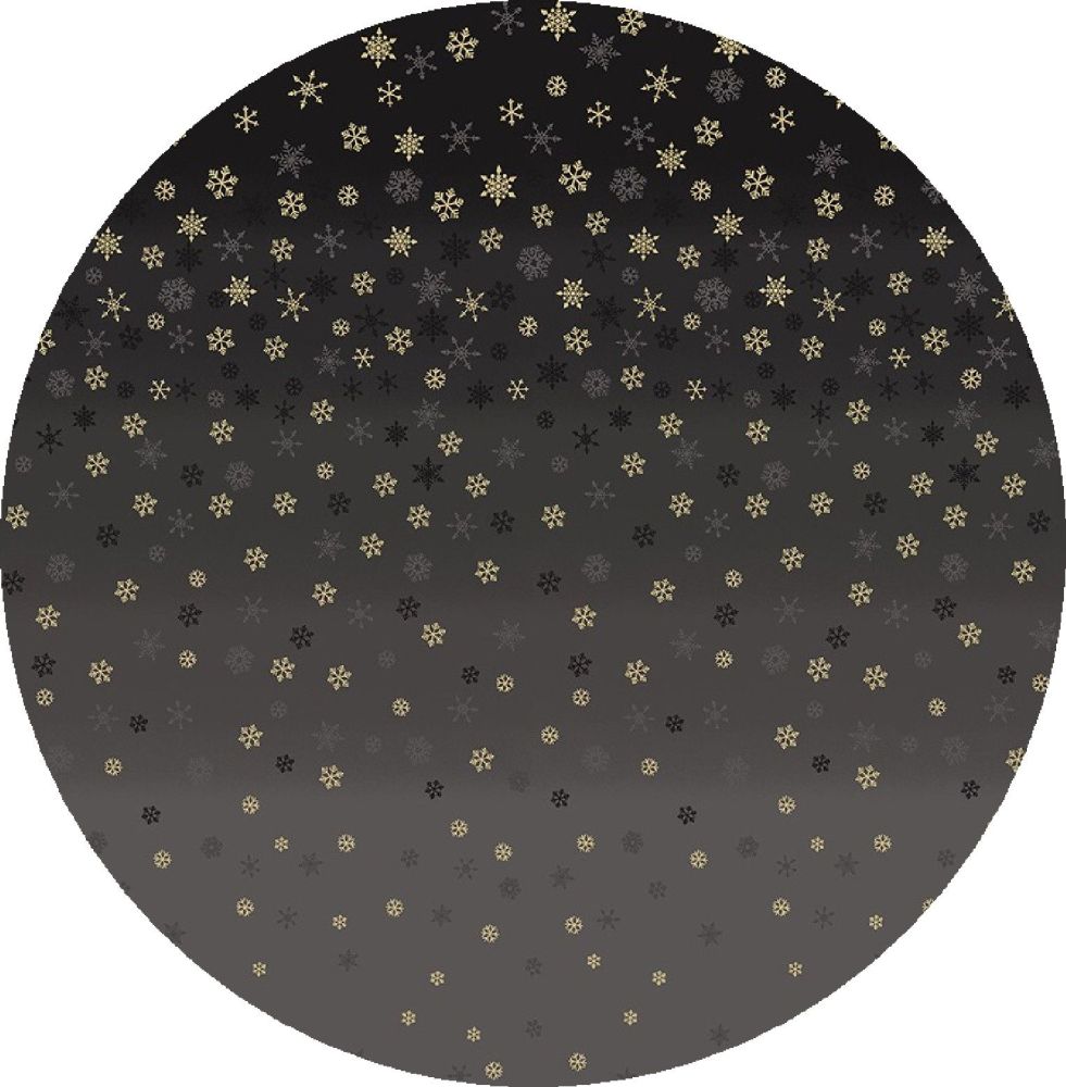 Metallic Ombre Snowflake Black Christmas Cotton Quilting Fabric | Makower 2248X Sold in FQ, 1/2m, 1m Lengths