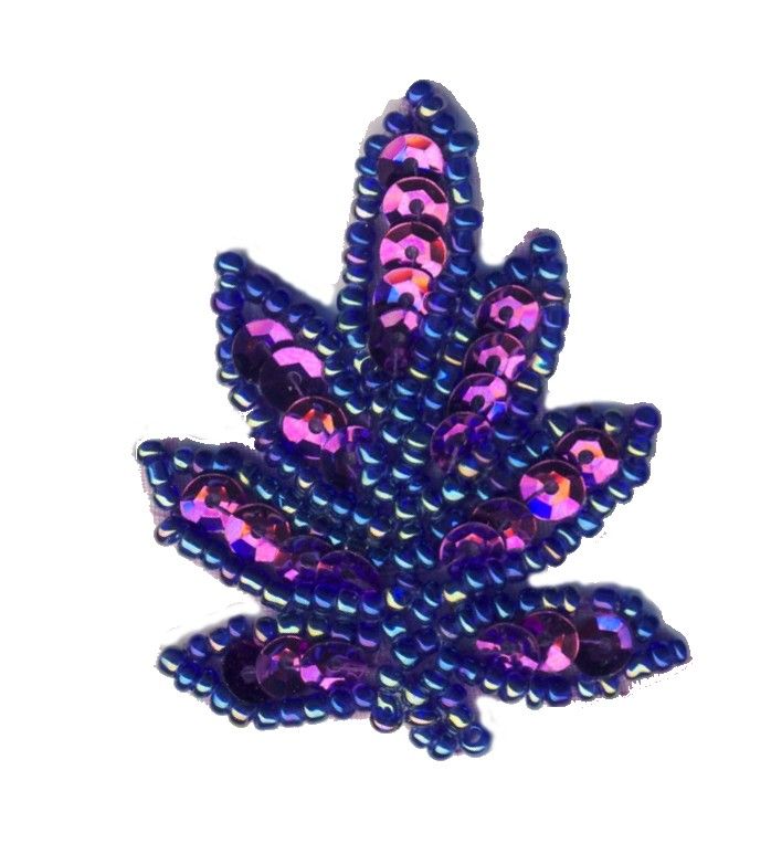 SM1 -sml Purple Sequin Leaf - Purple - 1 Pair Motifs