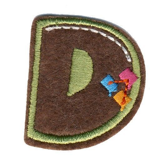 LET-D Iron On Letter D Embroidered  Motif