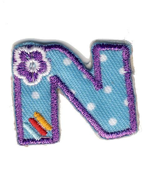 LET-N Iron On Letter N Embroidered Motif