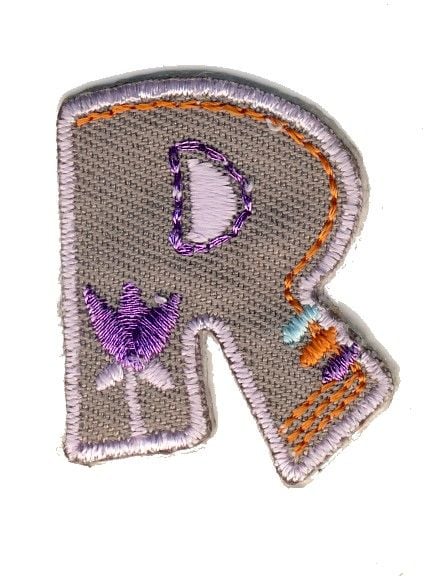 LET-R   Iron On Letter R Embroidered Motif