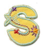 LET-S   Iron On Letter S Embroidered Motif