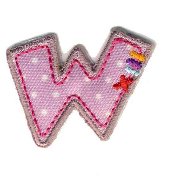 LET-W   Iron On Letter W Embroidered Motif
