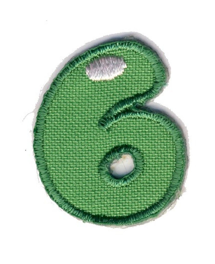 LET-6  Iron On Number 6 Embroidered Motif