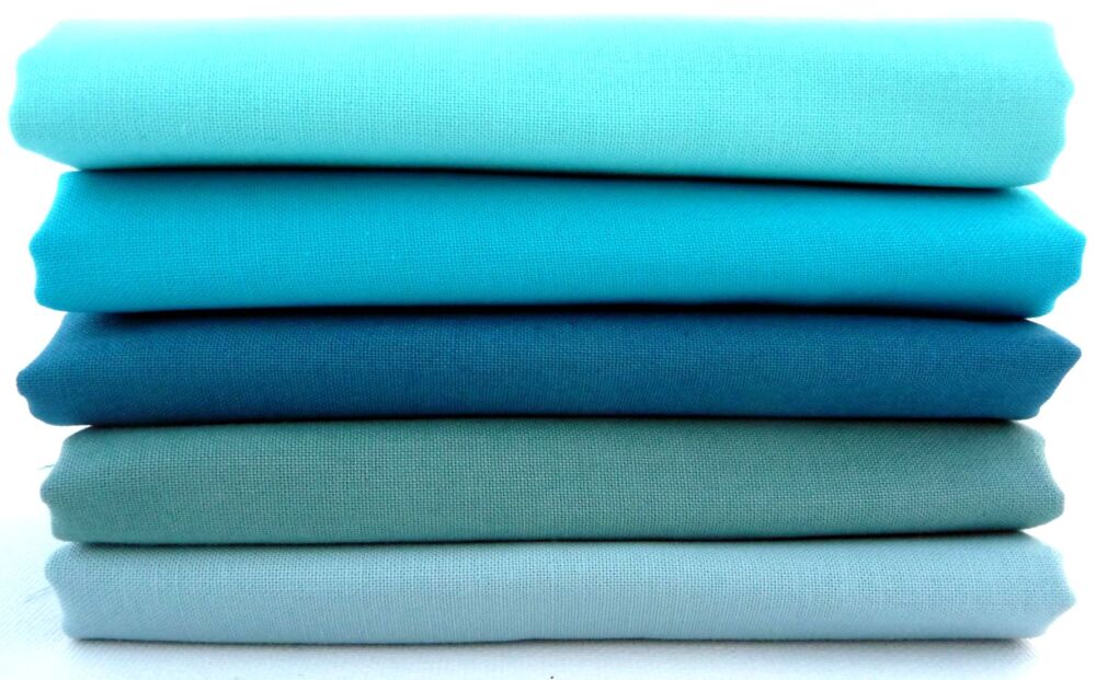 FQB10 Fat Quarter Bundle Turquoise - Vintage Blue