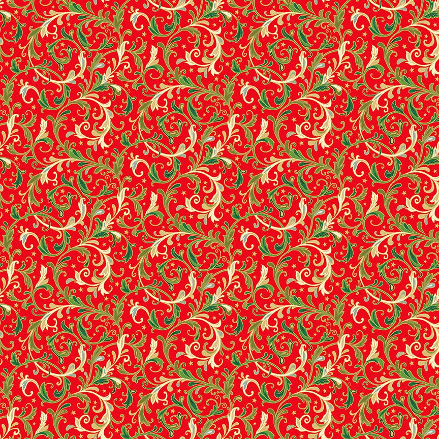 2373R - Medieval Decorative Swirls - Red Quilting Fabric Sold in FQ, 1/2m, 1m Lengths