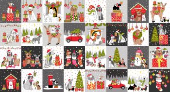 2367 Yappy Christmas Blocks Panel