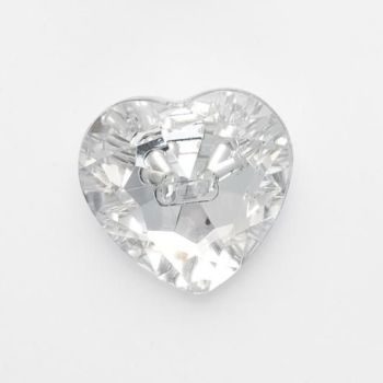 G774-25-01 Clear Heart Gem Button - 15mm x 5
