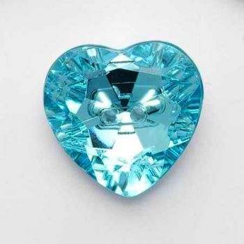 G774-25-23 Turquoise Heart Gem Button - 15mm  