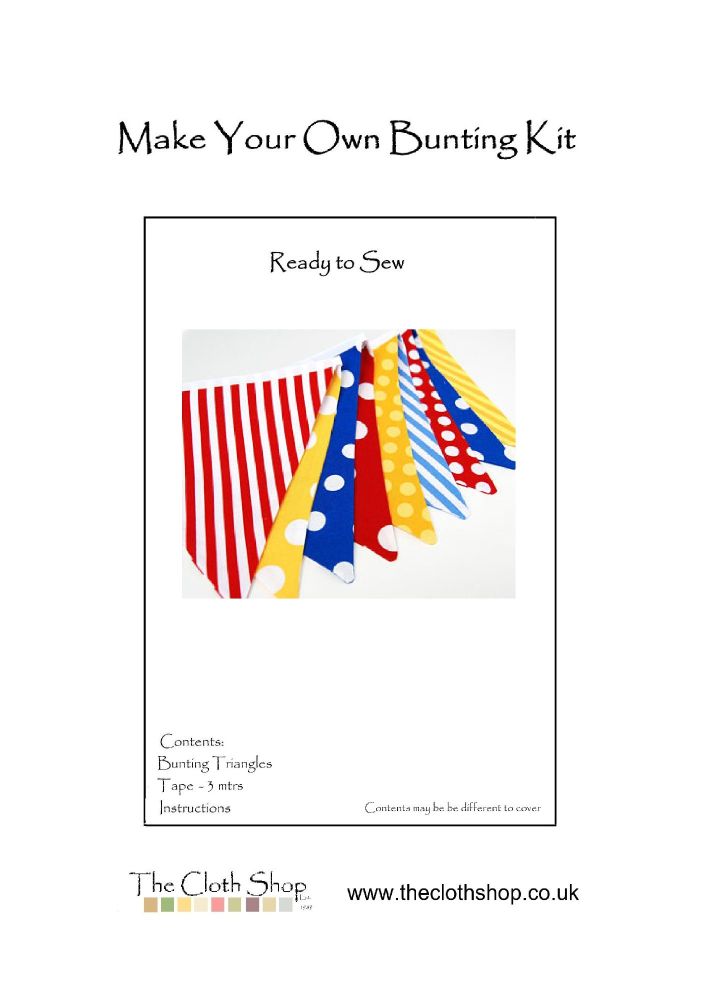 Brightly Coloured Cotton Fabric Bunting Kit | 3mtrs