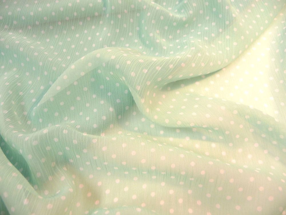 M32399 Spotted Aqua Green Georgette Dress & Blouse Fabric | Polyester 45" Wide