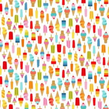 2442 Lolly Ices & Ice Creams Cotton Quilting Fabric | Makower