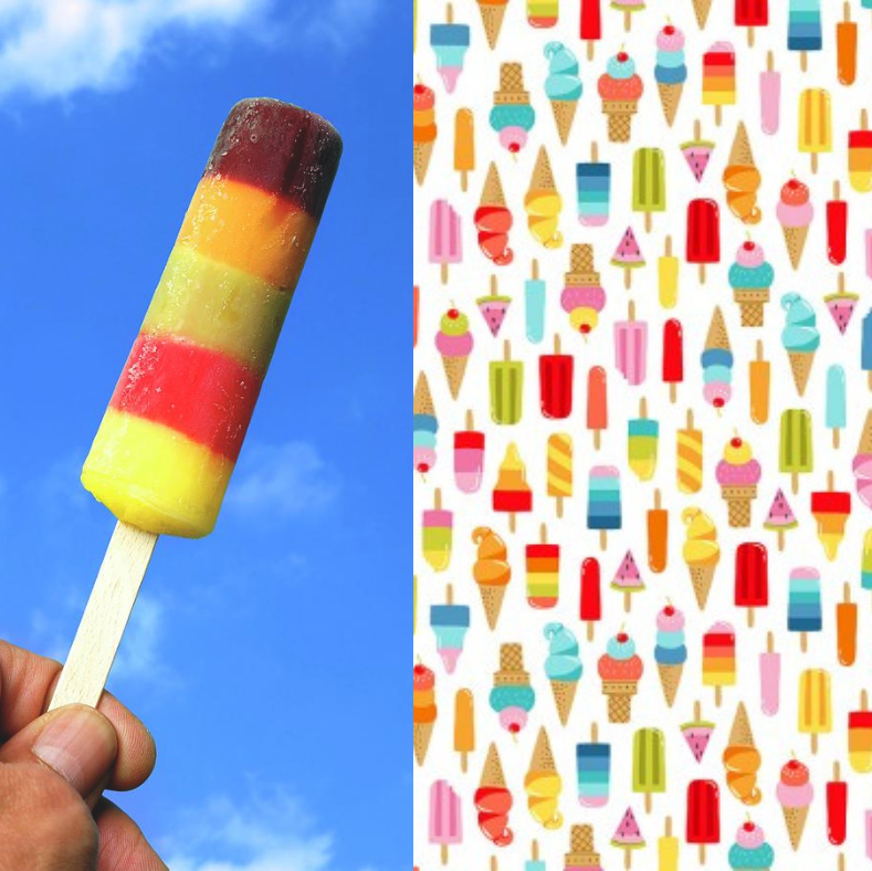 2442 Lolly Ices & Ice Creams Cotton Quilting Fabric | Makower Sold in FQ, 1/2m, 1m Lengths