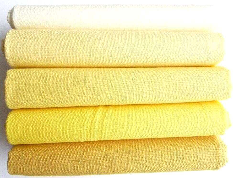 Yellow 5 Fat Quarter Quilting Fabric Bundle | Makower_ FQB23