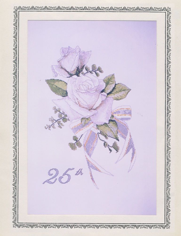 25th Wedding Anniversary Cross-Stitch Chart SL34
