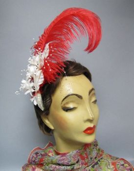 F27 Red Ostrich Feathers 55cm Long