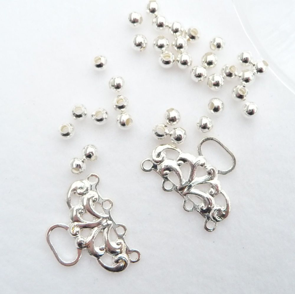 Spacer Beads & Four Strand End - Silver BC7327