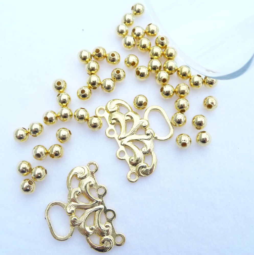 Spacer Beads & Four Strand End - Gold BC7328