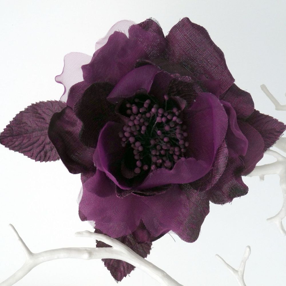 Burgundy Silk Lapel Flower Pin