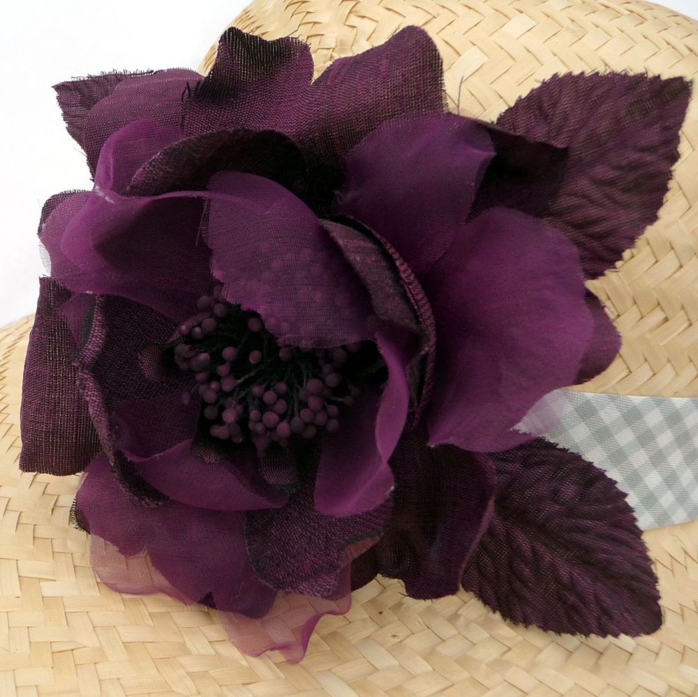 Burgundy Silk Lapel Flower Pin