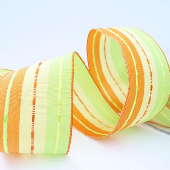 Wired Orange & Lime Spring Ribbon 38mm COS9S12