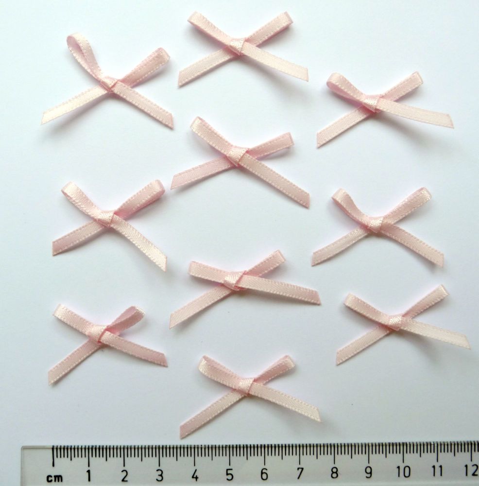 08603S-117 Pink 3mm Satin Ribbon Bows x 10