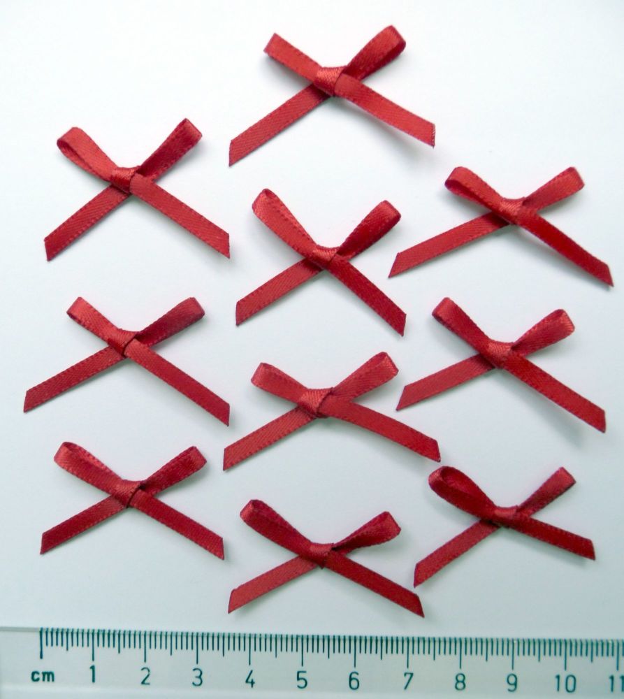 08603S-250 Red 3mm Satin Ribbon Bows x 10