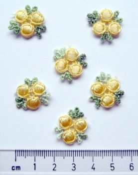 RBM-Y Embroidered Rosebuds & Leaves - Yellow x 6