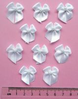 7309-W White - 10mm Satin Ribbon Bows x 10