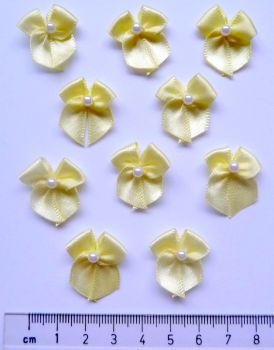 7309-Y Lemon - 10mm Satin Ribbon Bows x 10