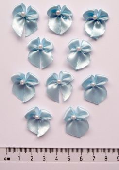 7309-B Pale Blue - 10mm Satin Ribbon Bows x 10