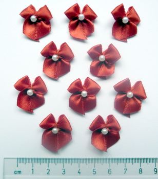7309-R Red - 10mm Satin Ribbon Bows x 10