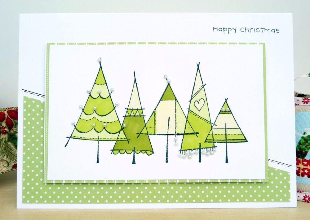 Handmade Christmas Card - Christmas Trees -C10