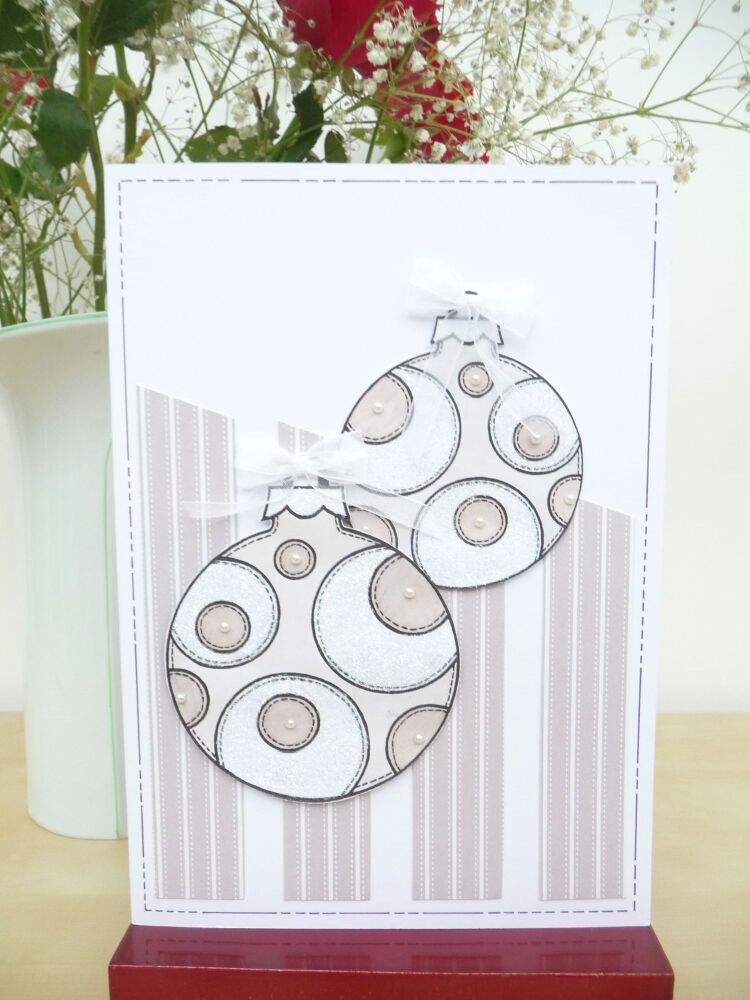 Handmade Christmas Card - Christmas Baubles _C1