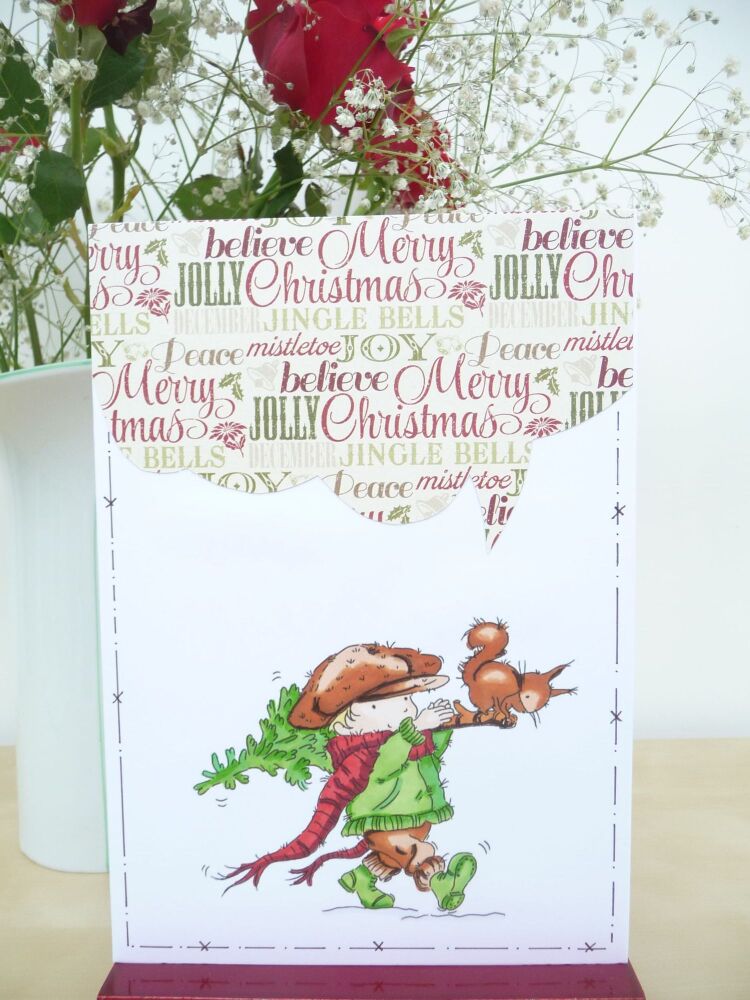 Handmade Christmas Card - Boy & Squirrel_C2