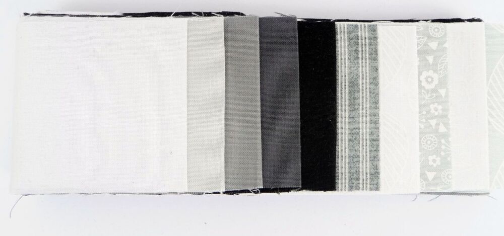 Jelly Strips  Black to White Quilting Fabric - J10-1009