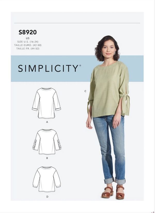 Simplicity 8920U5 Ladies Tops Sewing Pattern Size 16 -24
