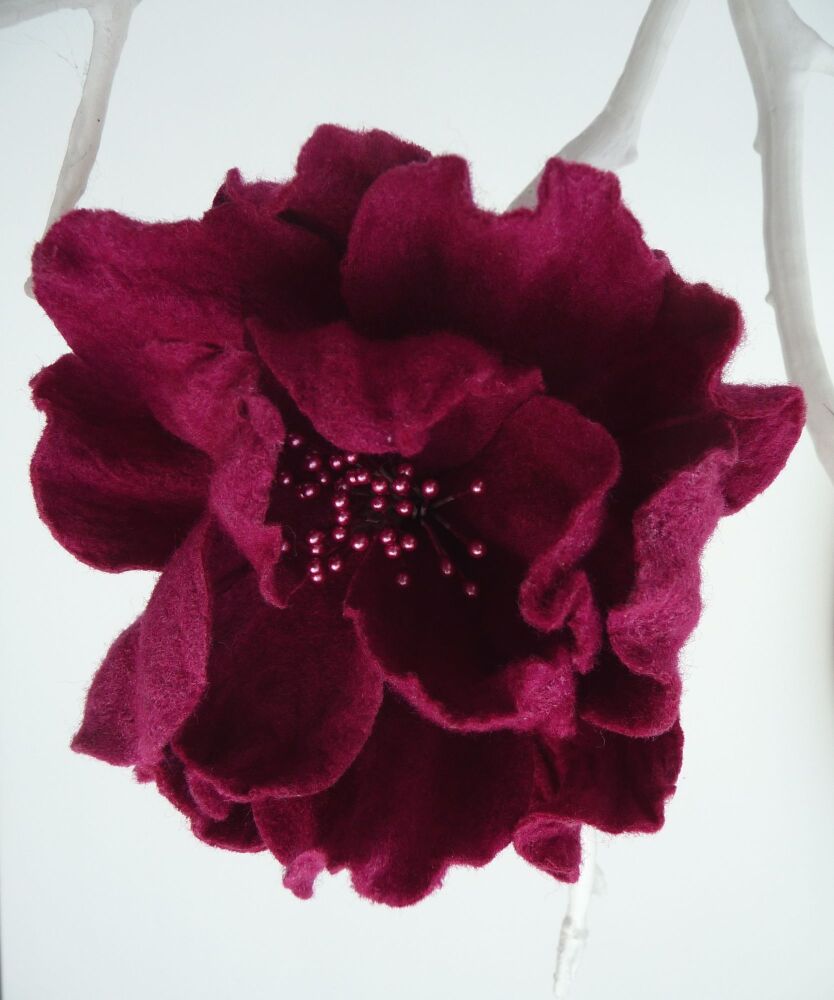 Dark Raspberry Red Lapel Flower Pin 08191-516