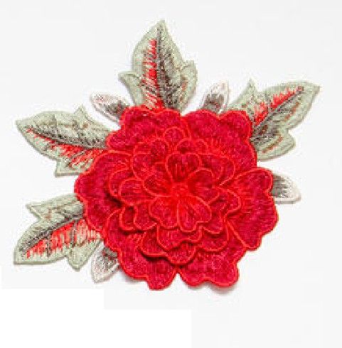 M1611R Red 3D Chrysanthemum Embroidered Motif