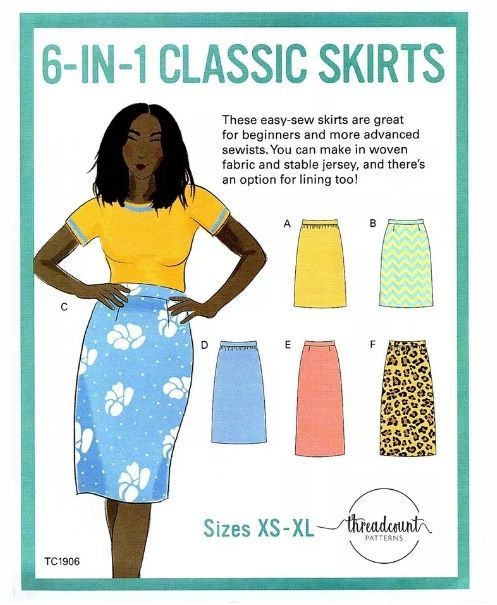 Threadcount 6-In-1 Classic Skirts Sewing Pattern
