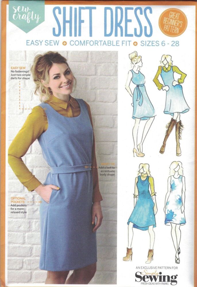Simply Sewing Shift Dress Sewing Pattern Size 6 - 28