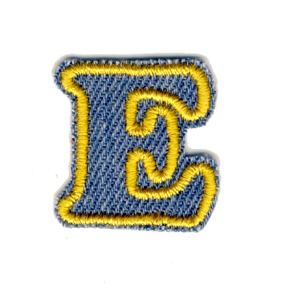 LET-E Iron On Letter E Embroidered  Motif