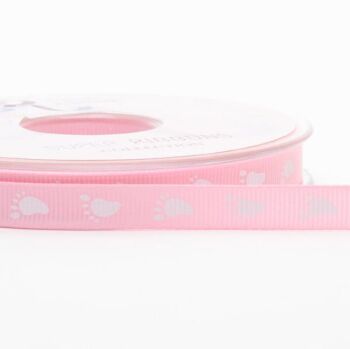 Pink Baby Footprints Ribbon | 10mm | 54268