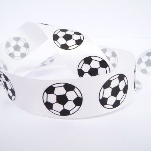 Footballs Printed Satin Ribbon | 20mm | PMR01