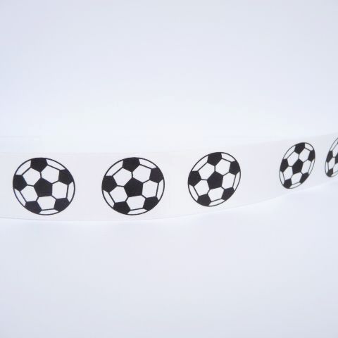Footballs Printed Satin Ribbon | 20mm | PMR01