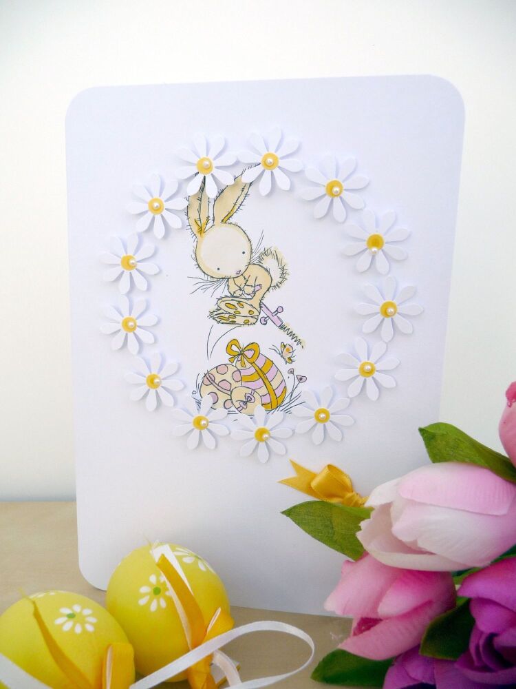 Hoppy Easter Card _ E1_ Hand Crafted One of A Kind Cards