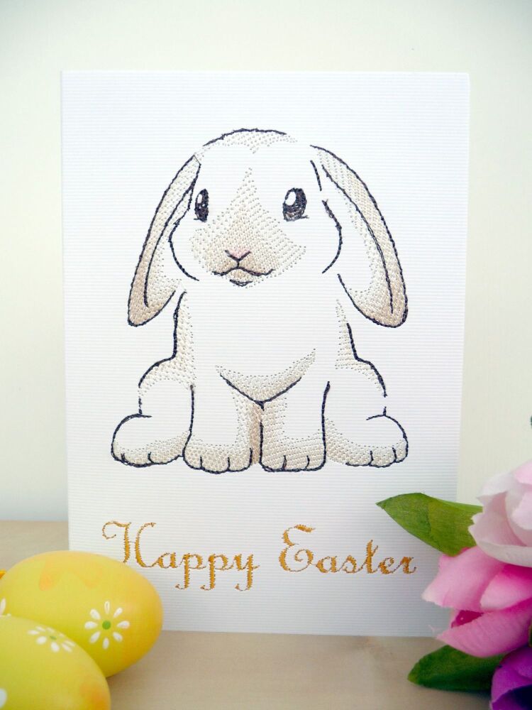 Embroidered Easter Bunny Card _ E7_ Hand Crafted One of A Kind Cards